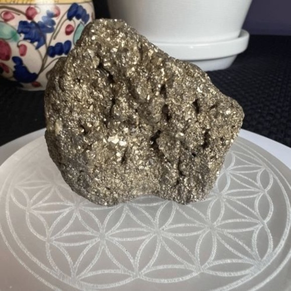 Golden Pyrite Crystal Cluster | Raw Nugget for Boho Decor & Energy Healing - Picture 9 of 11